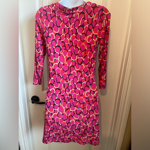 Boden Soft Jersey Multicolor Dress w/Scoop Neckline & 3/4 Length Sleeve, Size 8 - Picture 5 of 8
